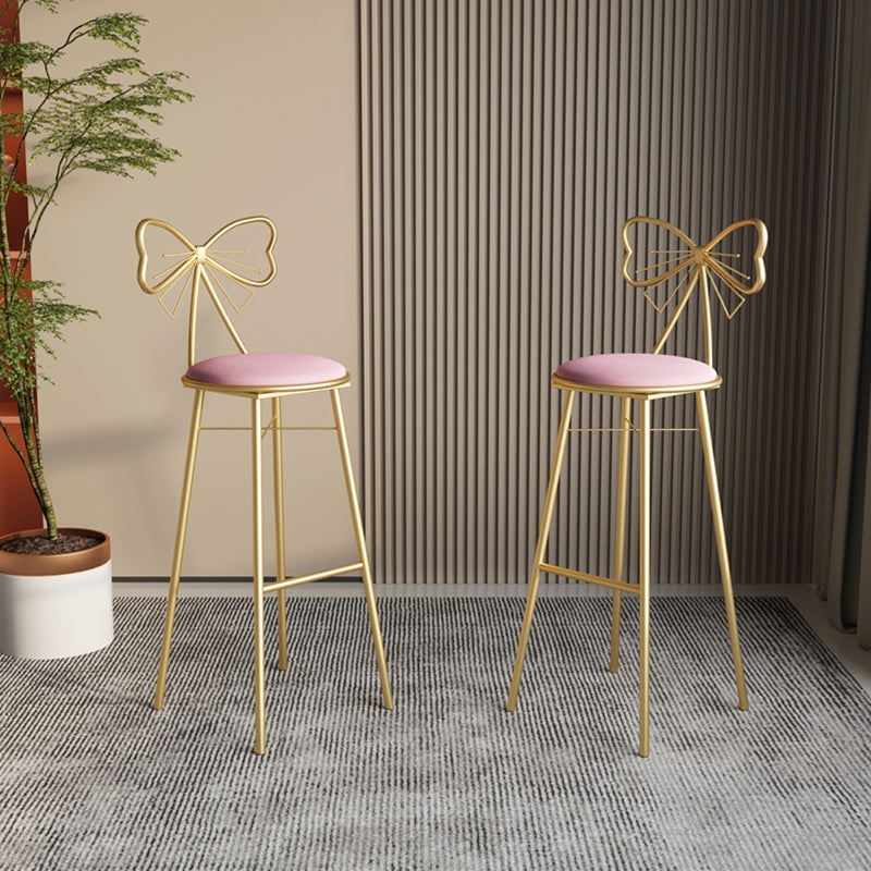 Glam Armless Backrest Counter Stool Iron Cashier Bar Stool with Cushion and Pedal