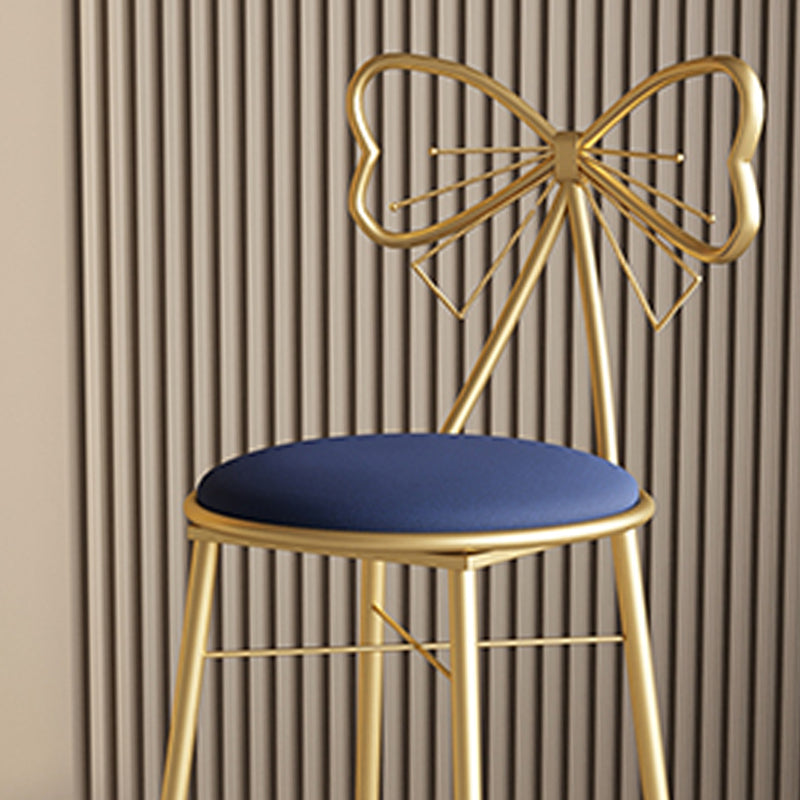 Glam Armless Backrest Counter Stool Iron Cashier Bar Stool with Cushion and Pedal