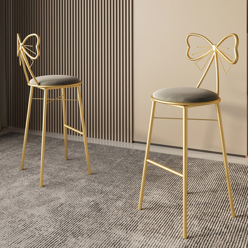 Glam Armless Backrest Counter Stool Iron Cashier Bar Stool with Cushion and Pedal