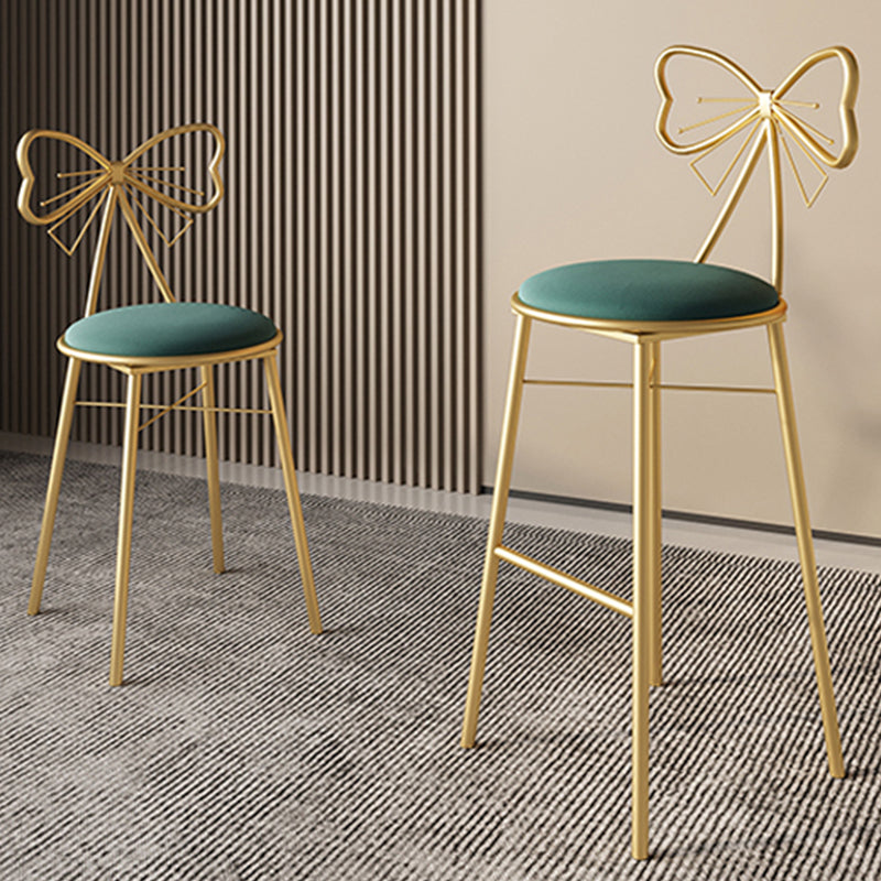 Glam Armless Backrest Counter Stool Iron Cashier Bar Stool with Cushion and Pedal