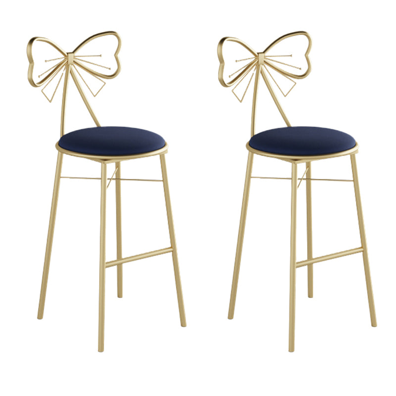 Glam Armless Backrest Counter Stool Iron Cashier Bar Stool with Cushion and Pedal