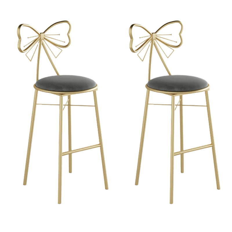 Glam Armless Backrest Counter Stool Iron Cashier Bar Stool with Cushion and Pedal