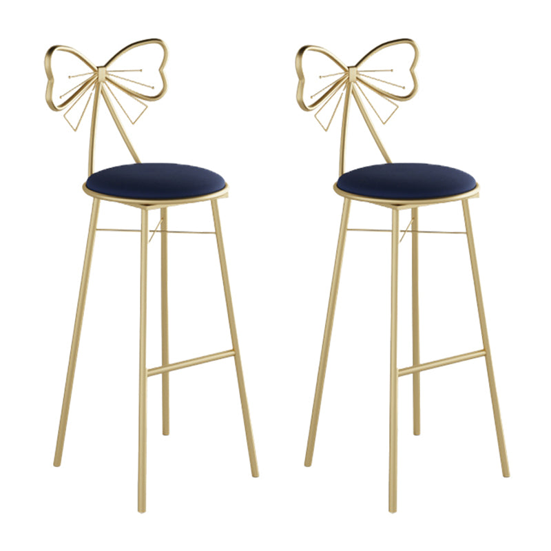 Glam Armless Backrest Counter Stool Iron Cashier Bar Stool with Cushion and Pedal