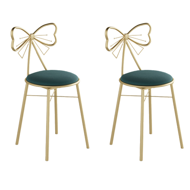 Glam Armless Backrest Counter Stool Iron Cashier Bar Stool with Cushion and Pedal