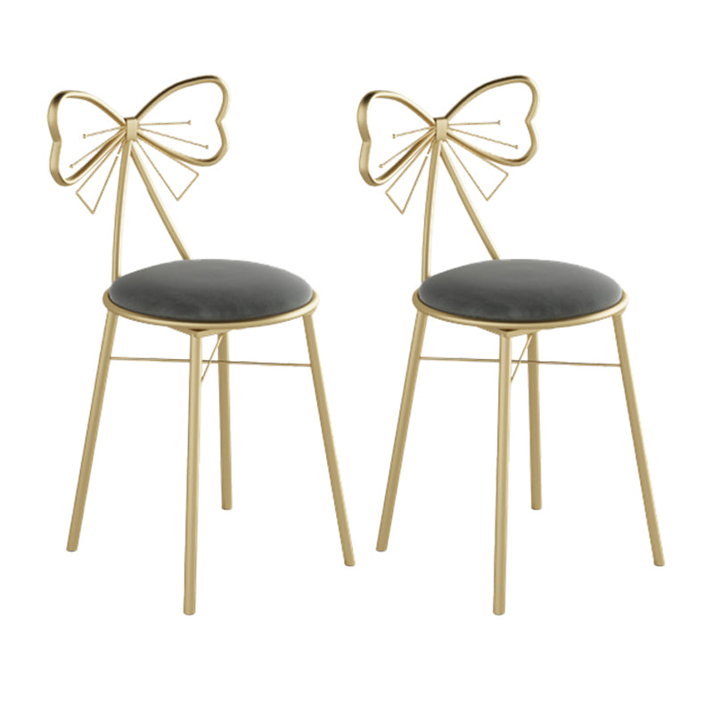 Glam Armless Backrest Counter Stool Iron Cashier Bar Stool with Cushion and Pedal