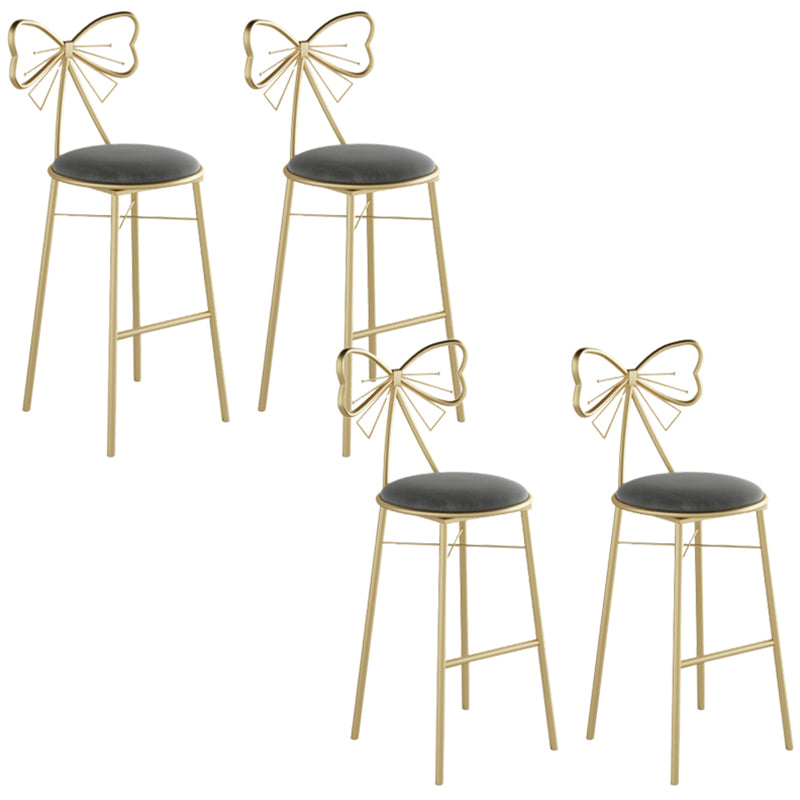 Glam Armless Backrest Counter Stool Iron Cashier Bar Stool with Cushion and Pedal