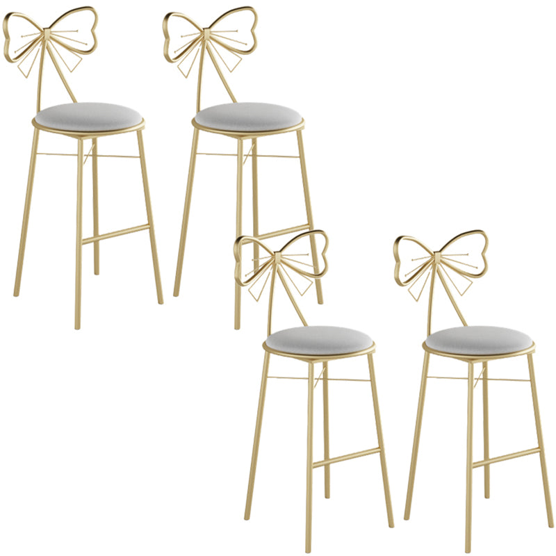 Glam Armless Backrest Counter Stool Iron Cashier Bar Stool with Cushion and Pedal