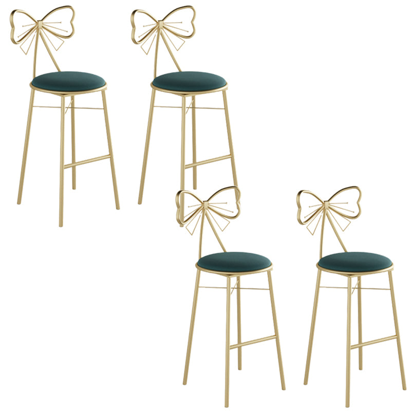 Glam Armless Backrest Counter Stool Iron Cashier Bar Stool with Cushion and Pedal