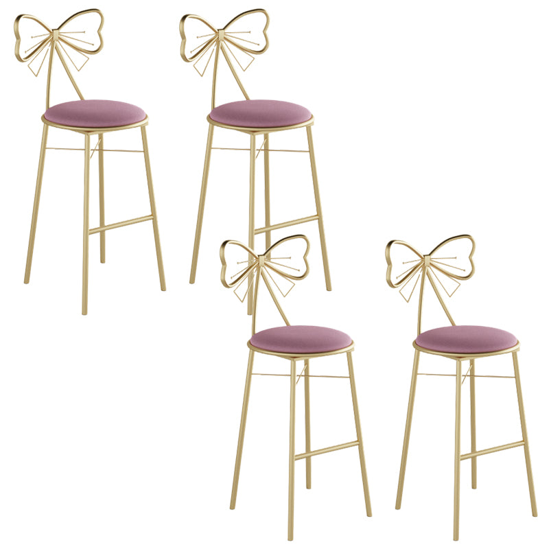 Glam Armless Backrest Counter Stool Iron Cashier Bar Stool with Cushion and Pedal