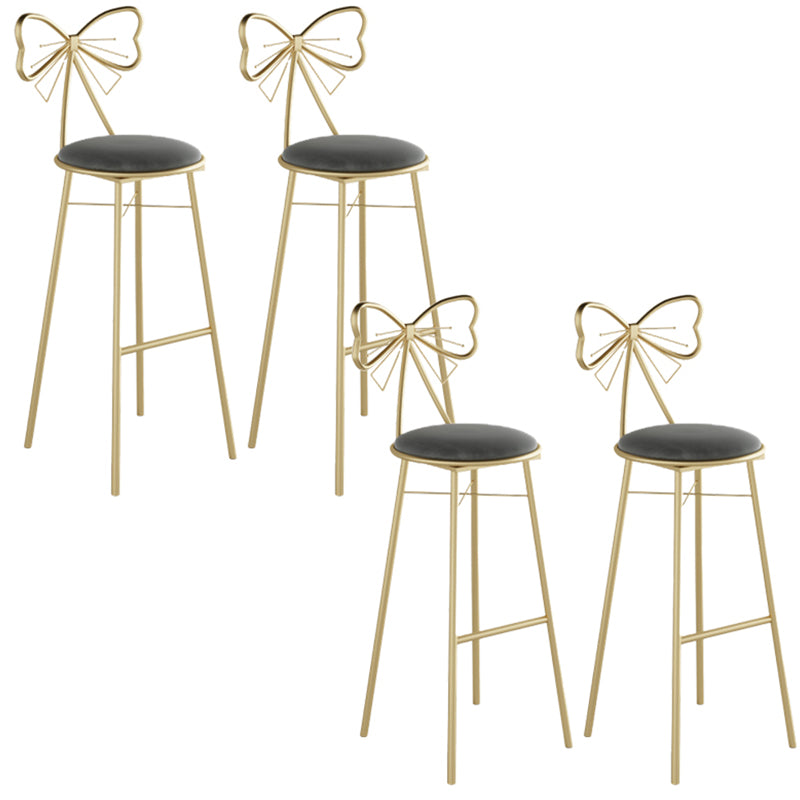 Glam Armless Backrest Counter Stool Iron Cashier Bar Stool with Cushion and Pedal