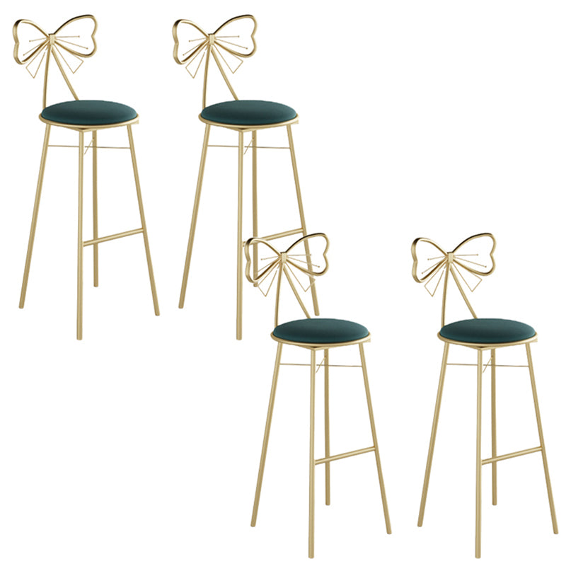 Glam Armless Backrest Counter Stool Iron Cashier Bar Stool with Cushion and Pedal