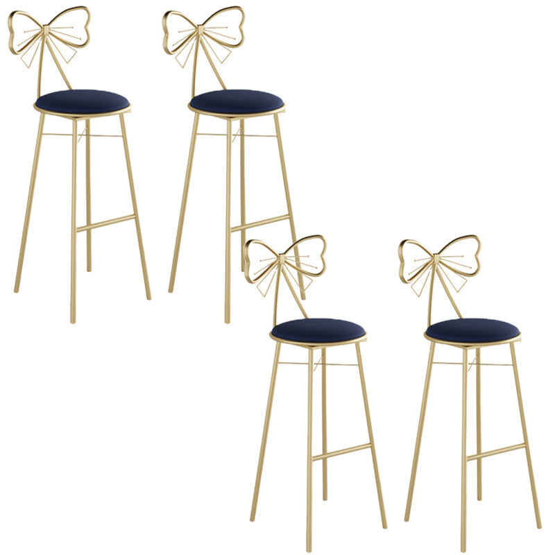 Glam Armless Backrest Counter Stool Iron Cashier Bar Stool with Cushion and Pedal