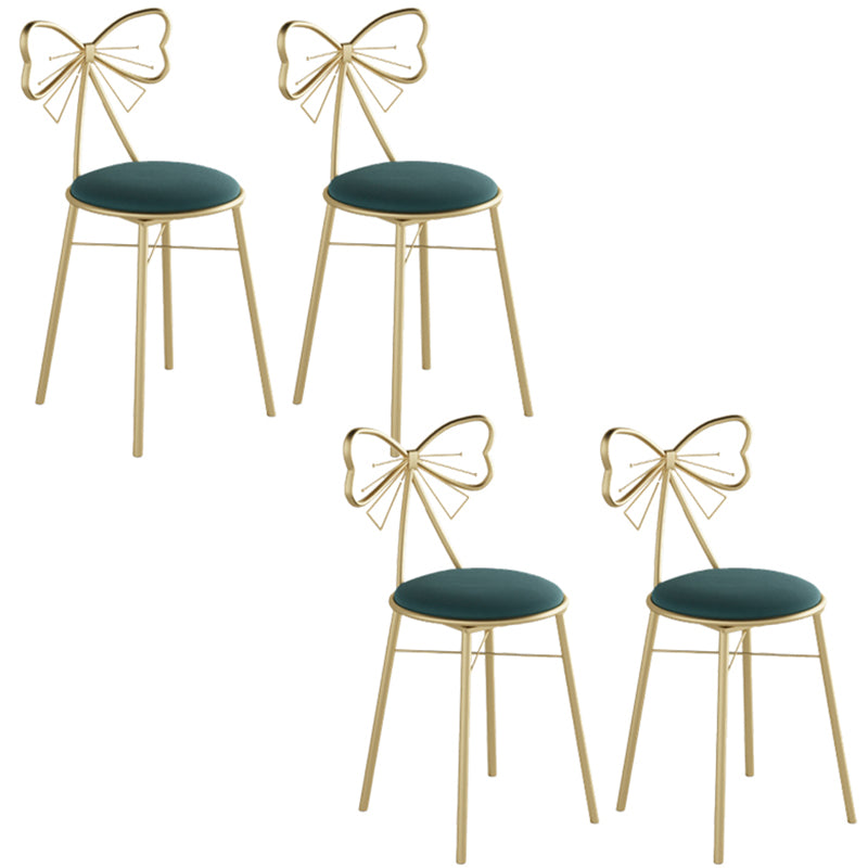 Glam Armless Backrest Counter Stool Iron Cashier Bar Stool with Cushion and Pedal