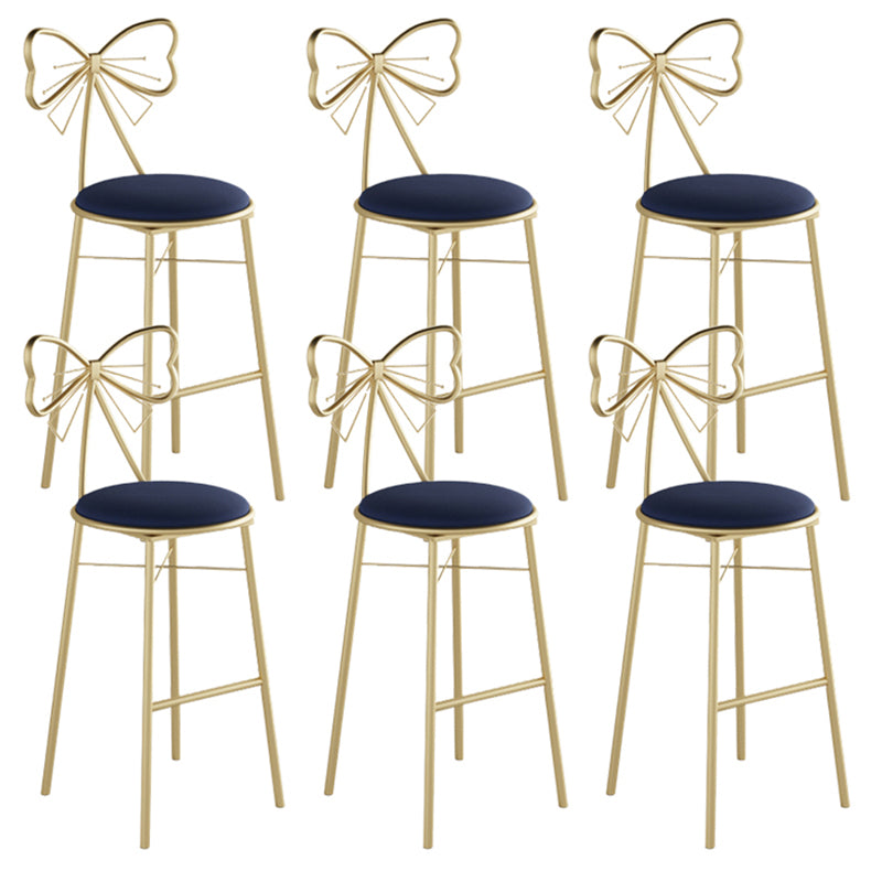 Glam Armless Backrest Counter Stool Iron Cashier Bar Stool with Cushion and Pedal