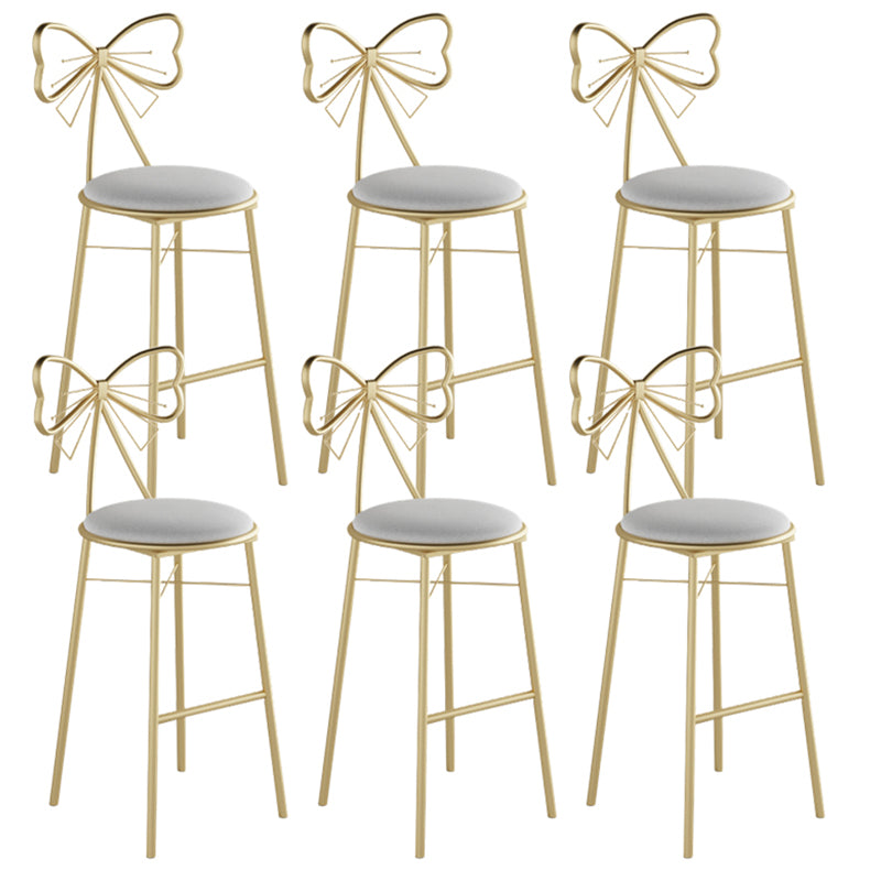 Glam Armless Backrest Counter Stool Iron Cashier Bar Stool with Cushion and Pedal