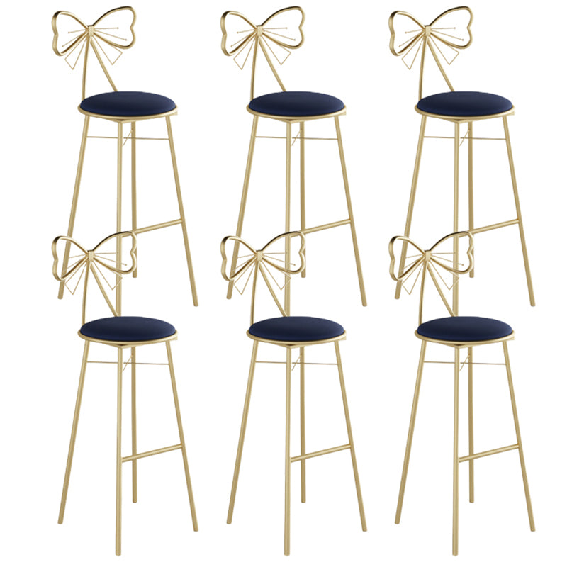 Glam Armless Backrest Counter Stool Iron Cashier Bar Stool with Cushion and Pedal