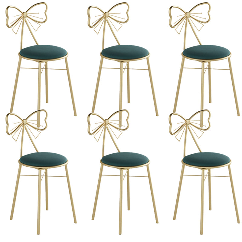 Glam Armless Backrest Counter Stool Iron Cashier Bar Stool with Cushion and Pedal