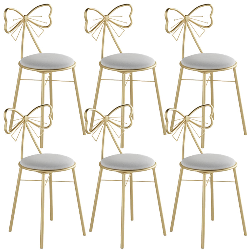 Glam Armless Backrest Counter Stool Iron Cashier Bar Stool with Cushion and Pedal