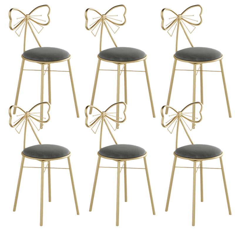 Glam Armless Backrest Counter Stool Iron Cashier Bar Stool with Cushion and Pedal