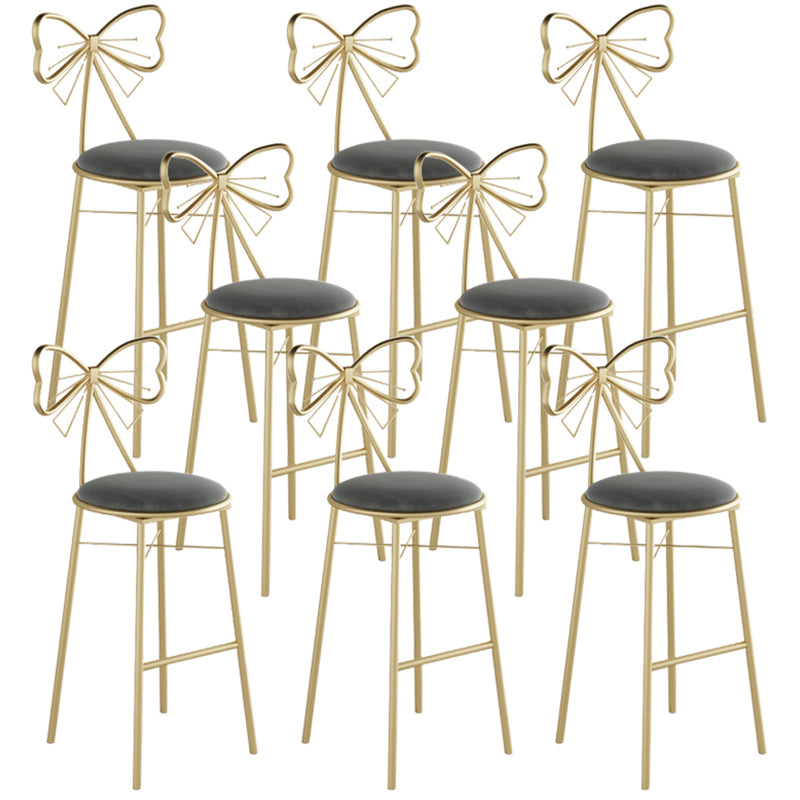 Glam Armless Backrest Counter Stool Iron Cashier Bar Stool with Cushion and Pedal