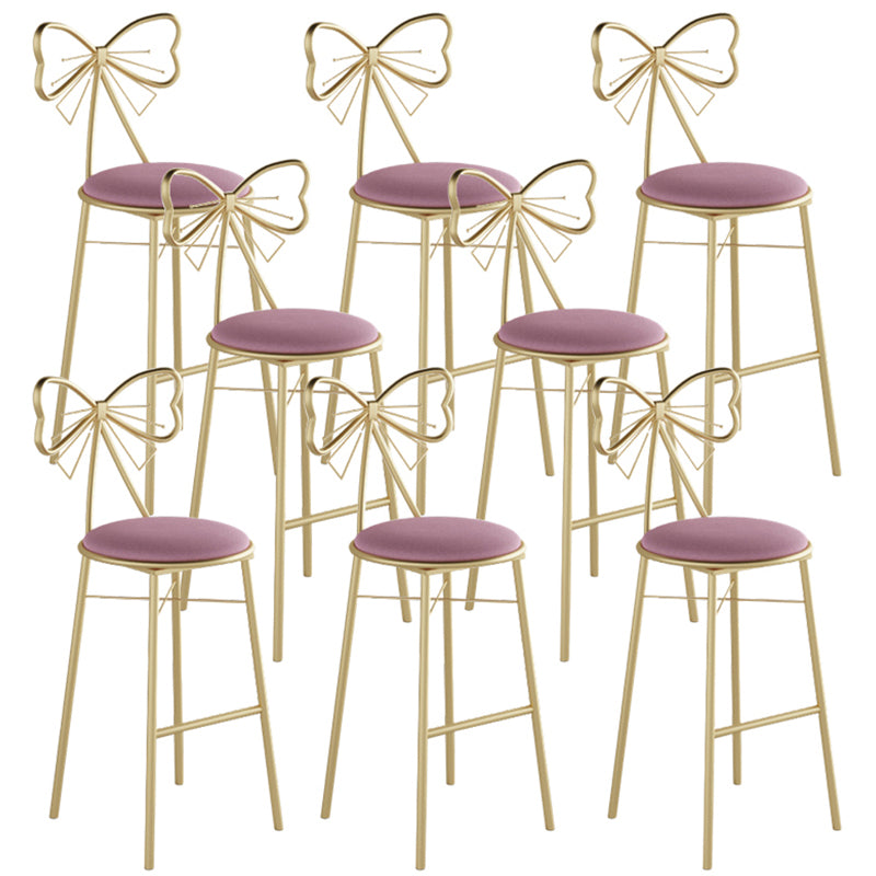 Glam Armless Backrest Counter Stool Iron Cashier Bar Stool with Cushion and Pedal