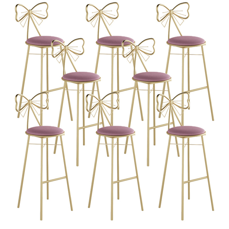 Glam Armless Backrest Counter Stool Iron Cashier Bar Stool with Cushion and Pedal