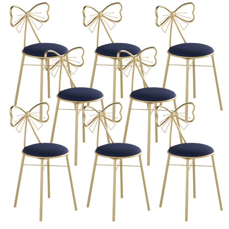 Glam Armless Backrest Counter Stool Iron Cashier Bar Stool with Cushion and Pedal