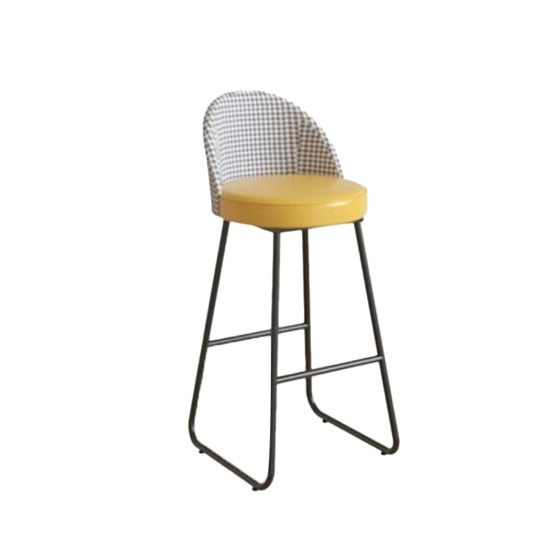 Industrial Leather Counter-height Stool Footrest Shop Dining Stool with Metal Base