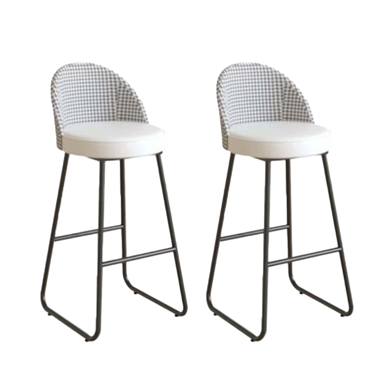 Industrial Leather Counter-height Stool Footrest Shop Dining Stool with Metal Base