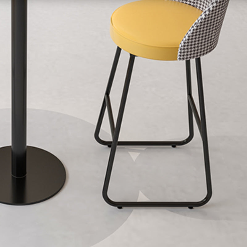 Industrial Leather Counter-height Stool Footrest Shop Dining Stool with Metal Base