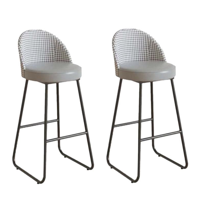 Industrial Leather Counter-height Stool Footrest Shop Dining Stool with Metal Base