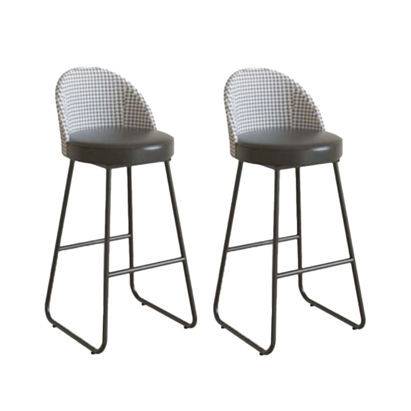 Industrial Leather Counter-height Stool Footrest Shop Dining Stool with Metal Base