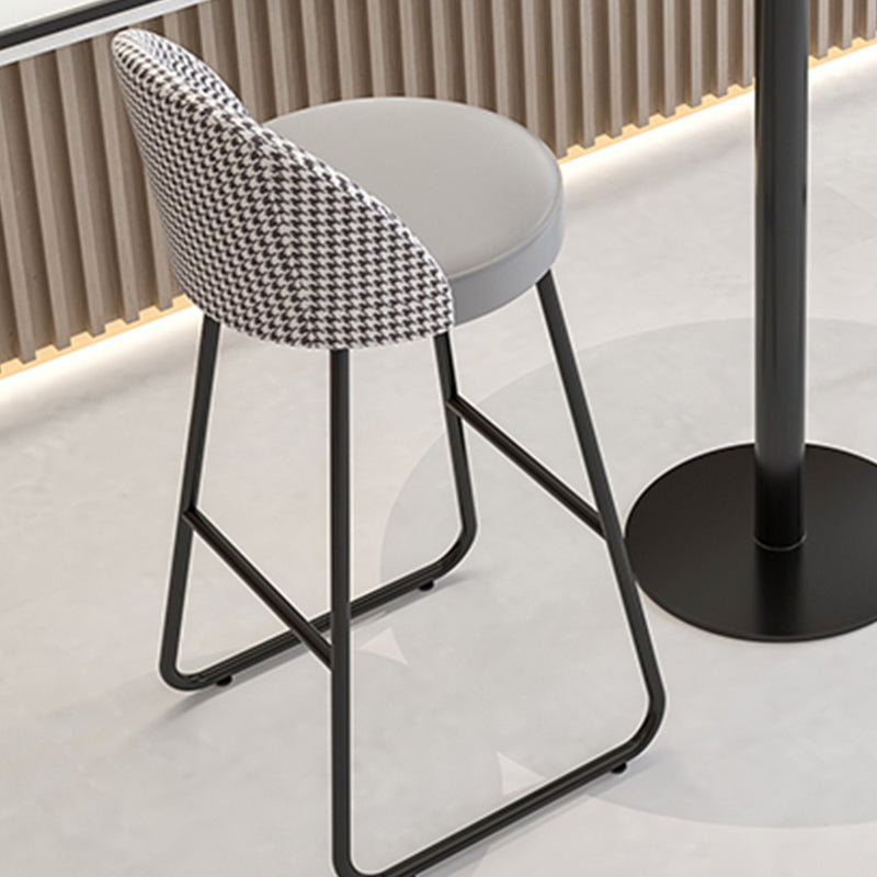 Industrial Leather Counter-height Stool Footrest Shop Dining Stool with Metal Base