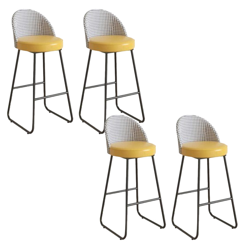 Industrial Leather Counter-height Stool Footrest Shop Dining Stool with Metal Base