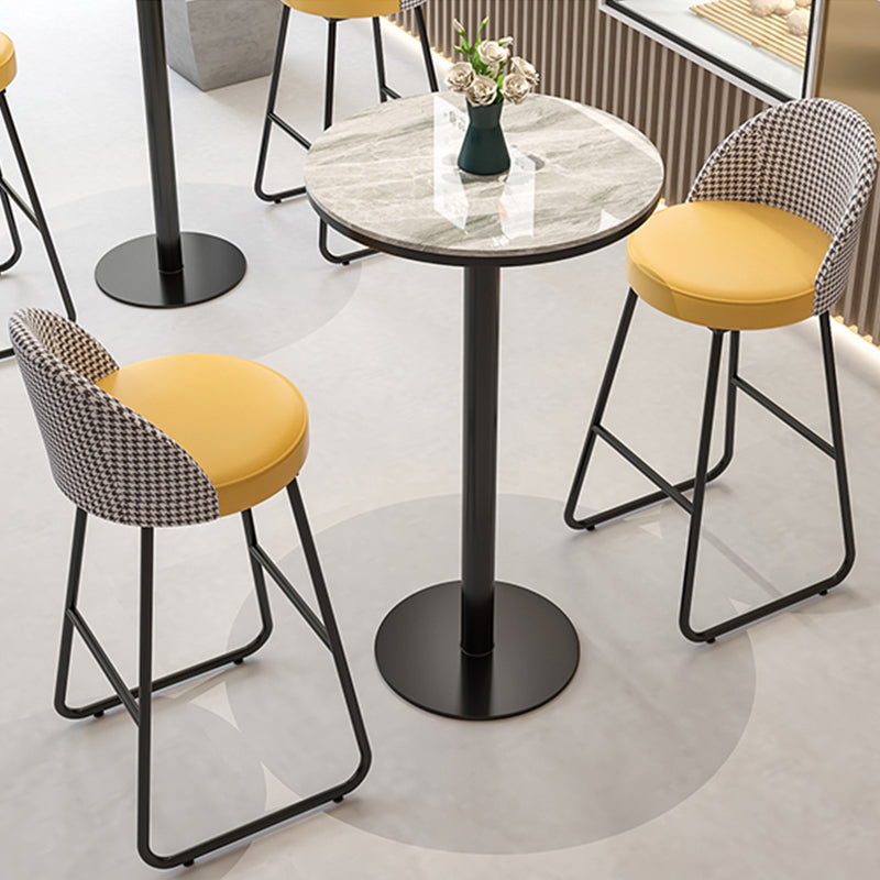 Industrial Leather Counter-height Stool Footrest Shop Dining Stool with Metal Base