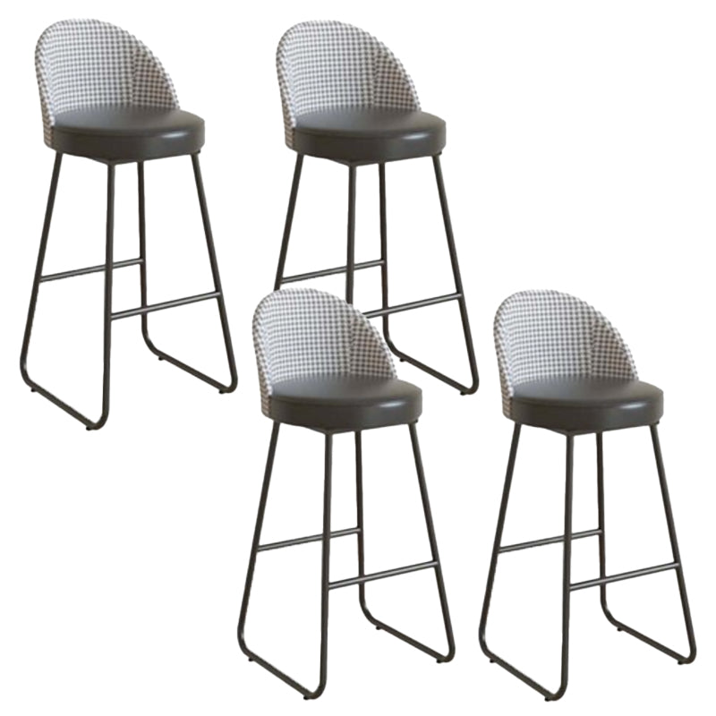 Industrial Leather Counter-height Stool Footrest Shop Dining Stool with Metal Base