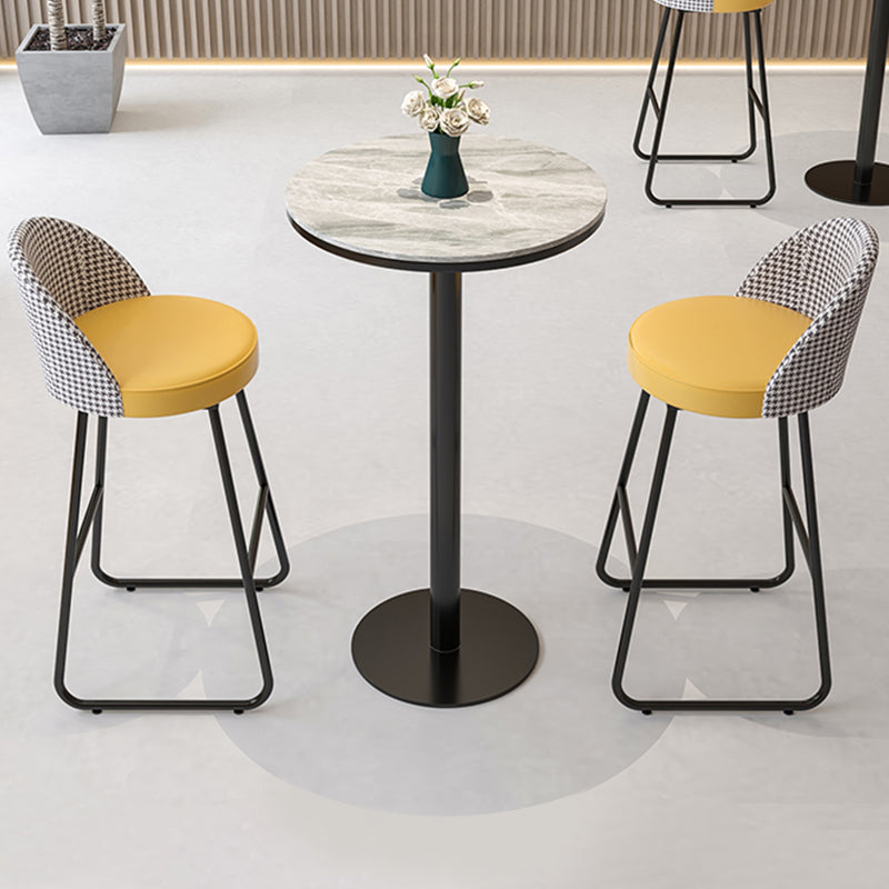 Industrial Leather Counter-height Stool Footrest Shop Dining Stool with Metal Base