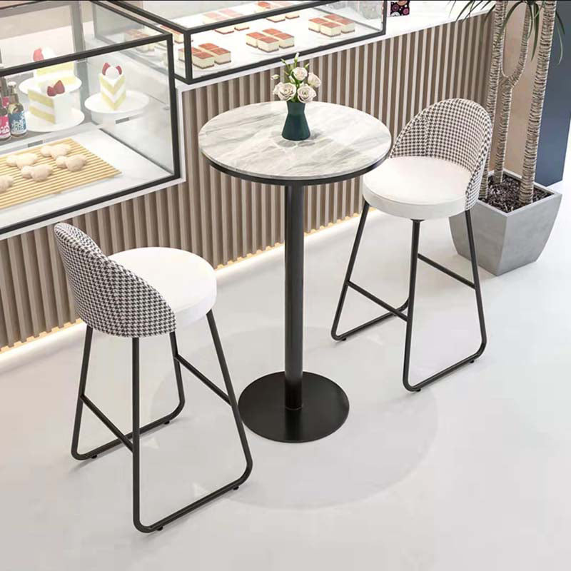 Industrial Leather Counter-height Stool Footrest Shop Dining Stool with Metal Base