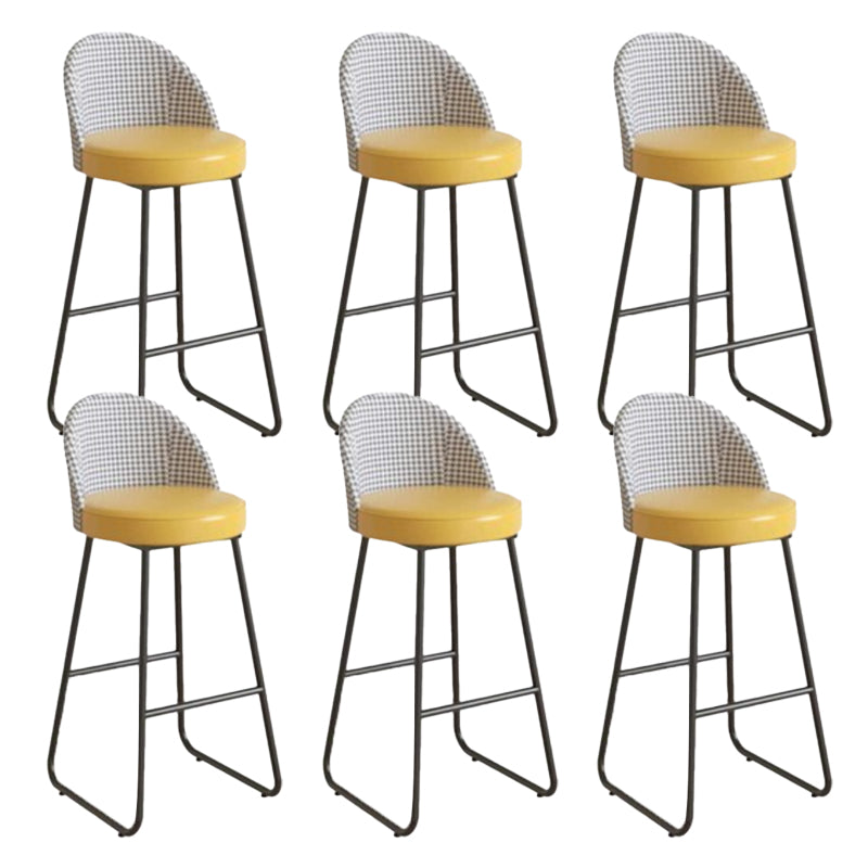 Industrial Leather Counter-height Stool Footrest Shop Dining Stool with Metal Base