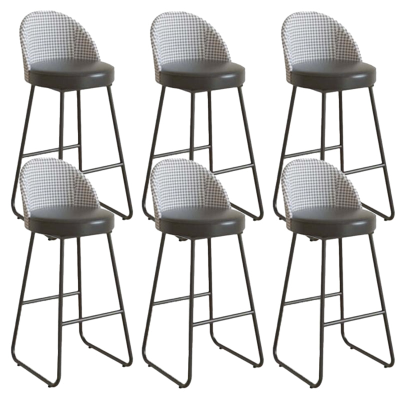 Industrial Leather Counter-height Stool Footrest Shop Dining Stool with Metal Base