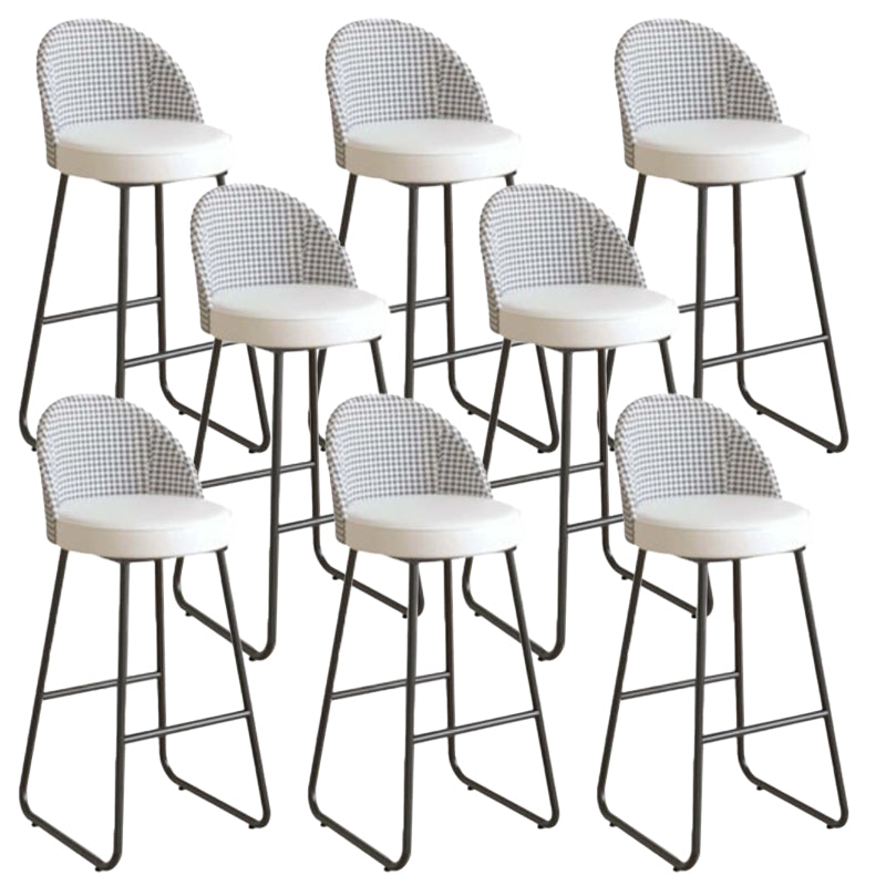 Industrial Leather Counter-height Stool Footrest Shop Dining Stool with Metal Base