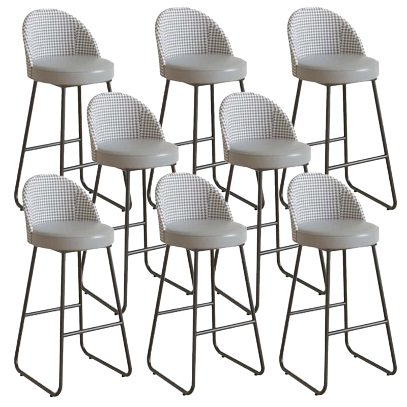 Industrial Leather Counter-height Stool Footrest Shop Dining Stool with Metal Base