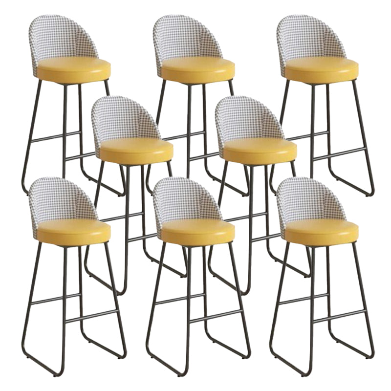 Industrial Leather Counter-height Stool Footrest Shop Dining Stool with Metal Base