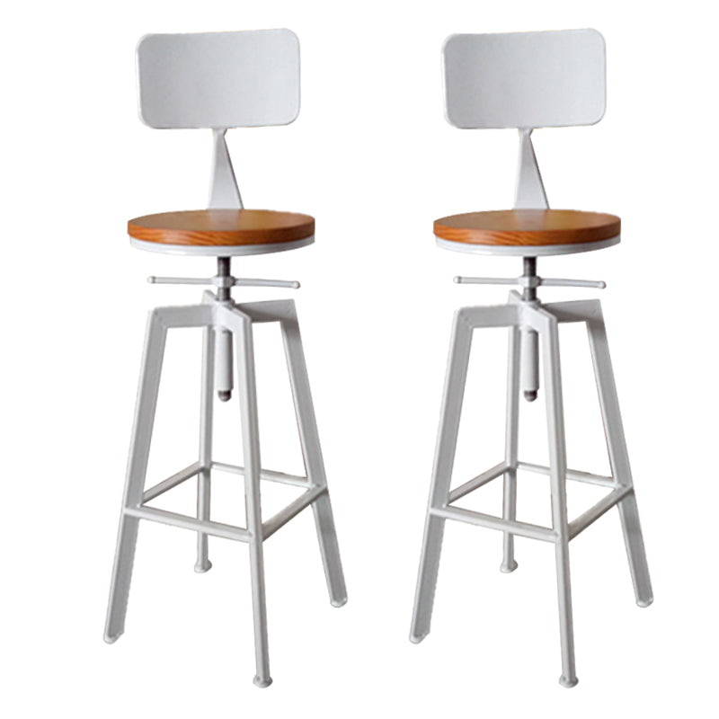 Modern Armless Counter Stool Iron Bar Stool with Wooden Seat and Pedal