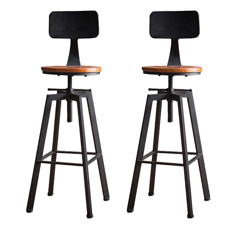 Modern Armless Counter Stool Iron Bar Stool with Wooden Seat and Pedal