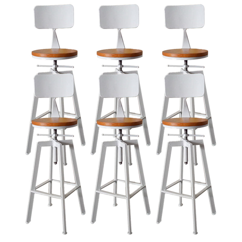 Modern Armless Counter Stool Iron Bar Stool with Wooden Seat and Pedal