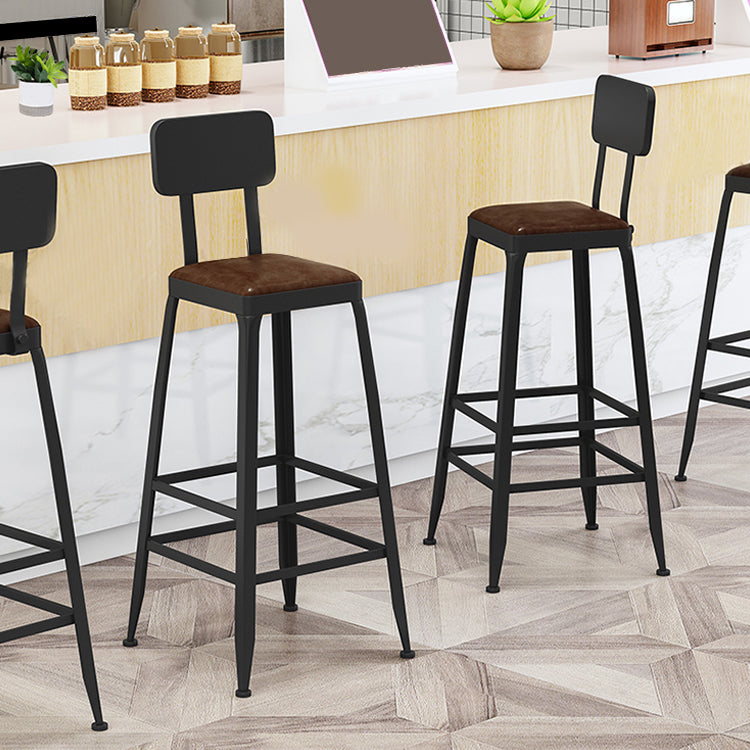 Industrial Square Footrest Counter Chair Metal Low Back Counter and Bar Stool
