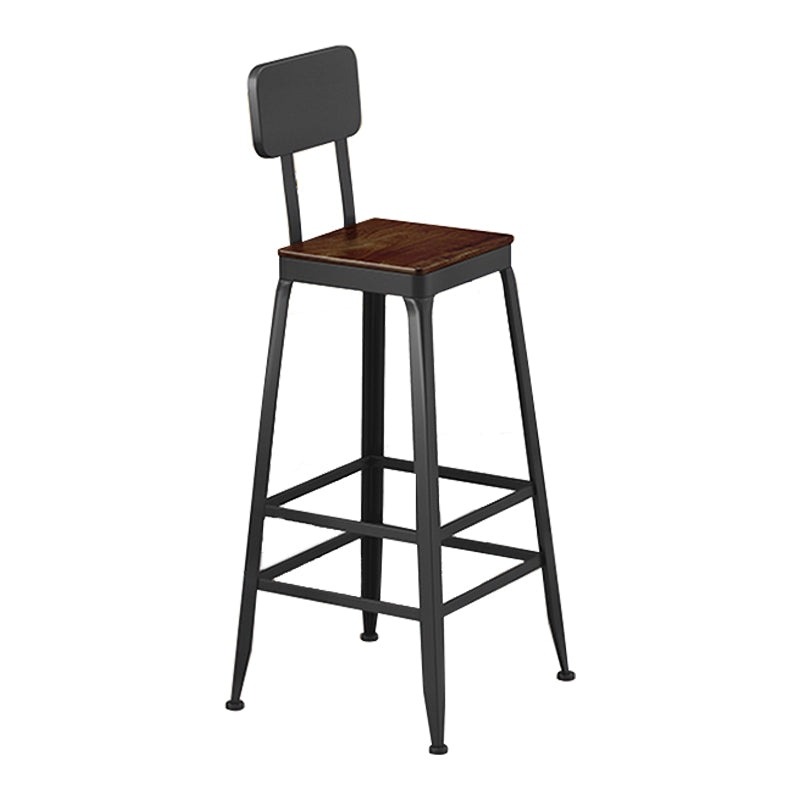 Industrial Square Footrest Counter Chair Metal Low Back Counter and Bar Stool