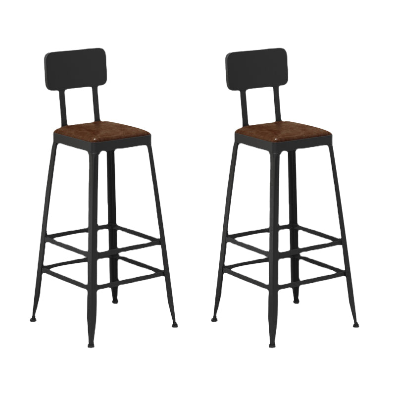 Industrial Square Footrest Counter Chair Metal Low Back Counter and Bar Stool