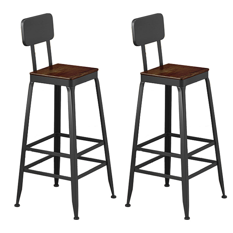 Industrial Square Footrest Counter Chair Metal Low Back Counter and Bar Stool